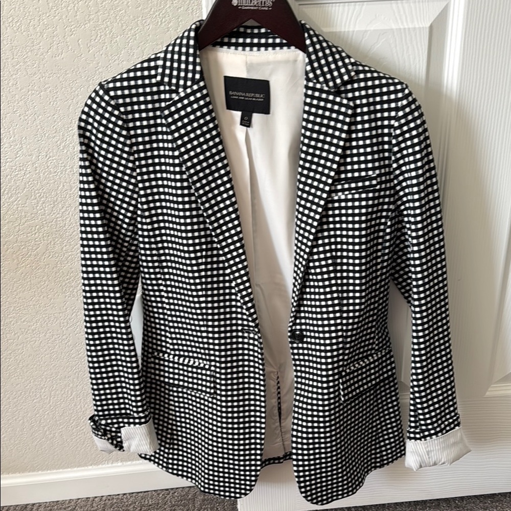Black and White Checkered Women's Blazer